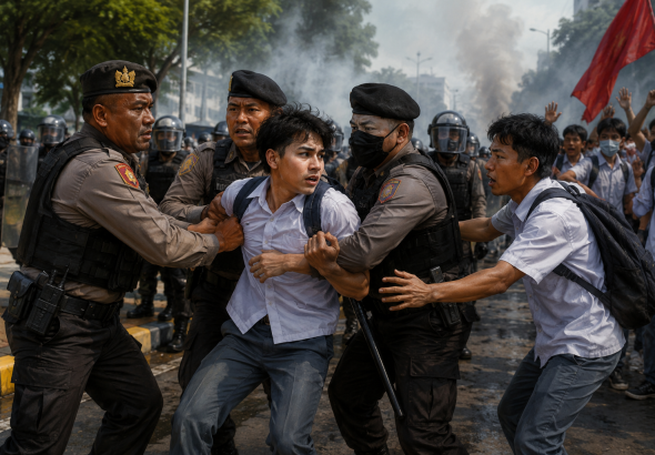 Pelajar Tangerang Dicegat Polisi Demo