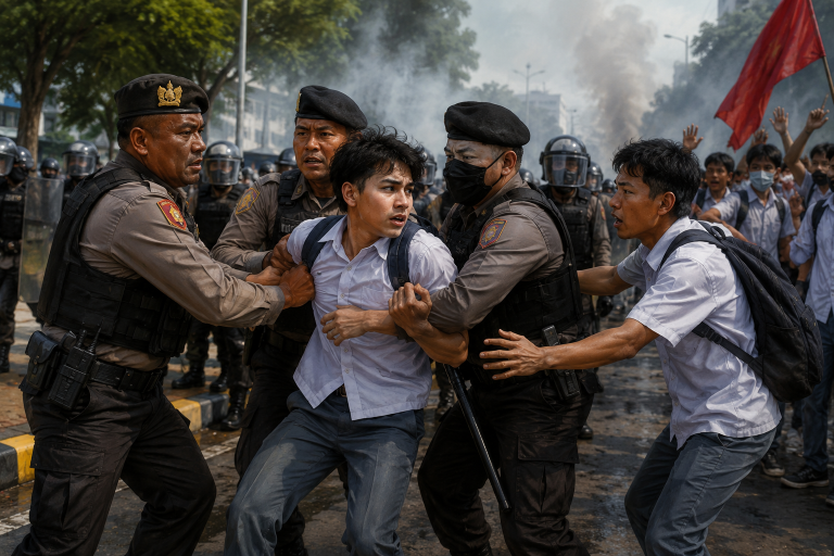 Pelajar Tangerang Dicegat Polisi Demo